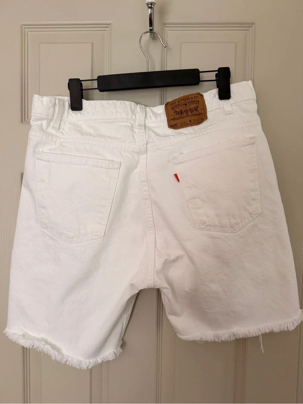 Levi's White 505 Straight-Leg Jean cut off shorts